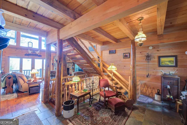 a picture of a bench in a building