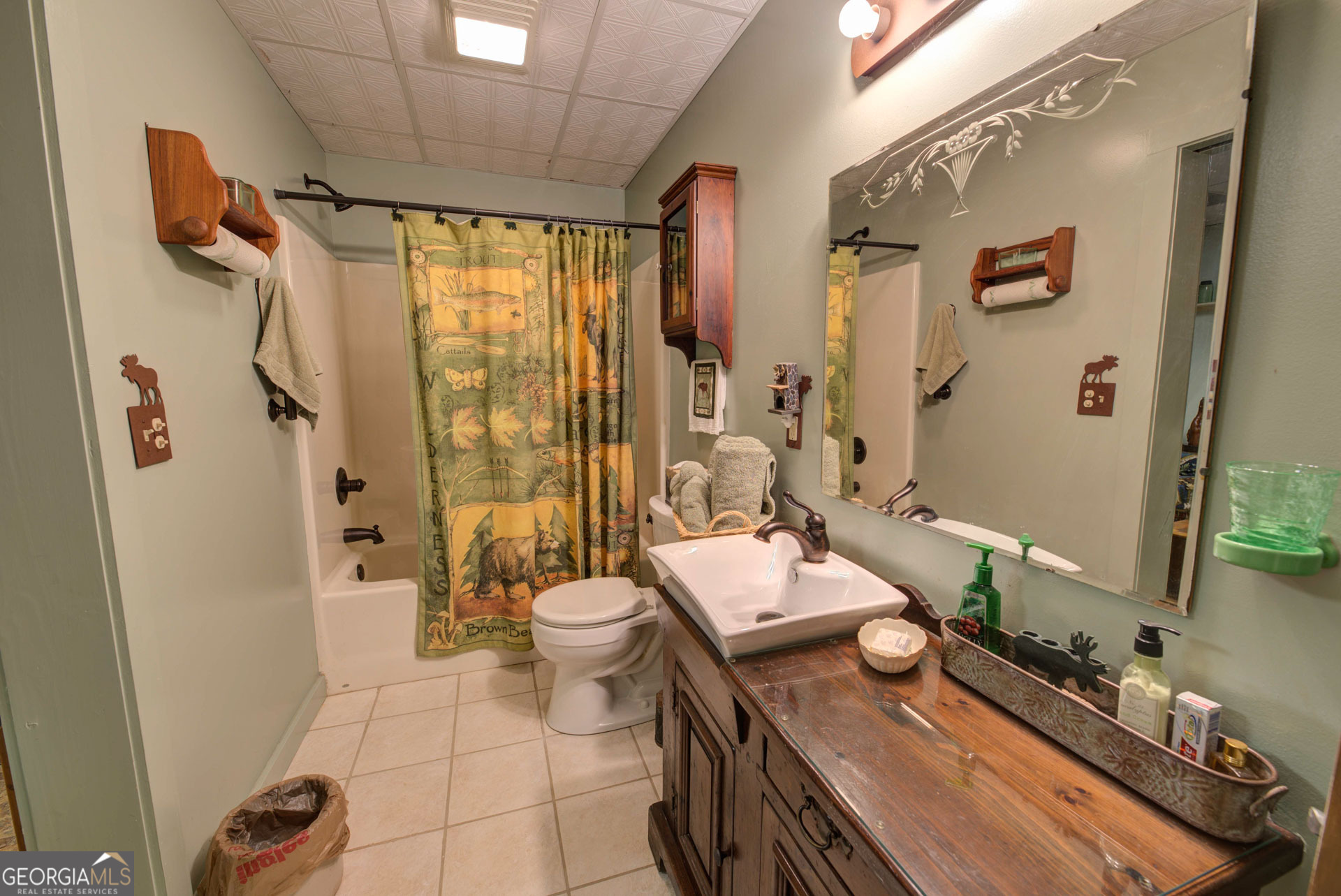 38 Old Blue Trail Tiger, GA 30576 - Photo 61 of 72 a bathroom with a granite countertop sink mirror vanity and toilet