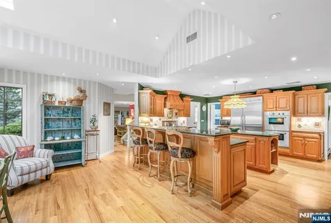 a kitchen with lots of counter top space