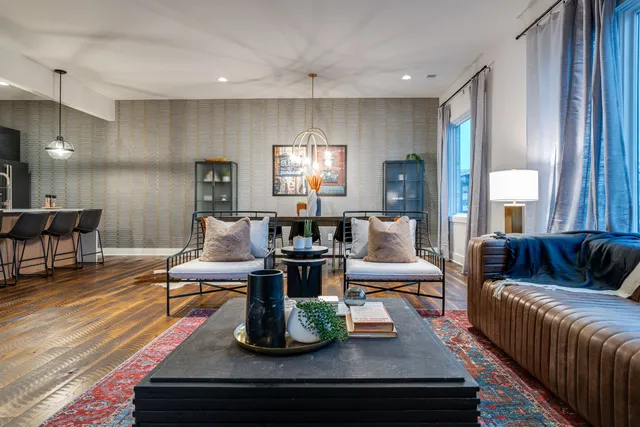 a living room with furniture