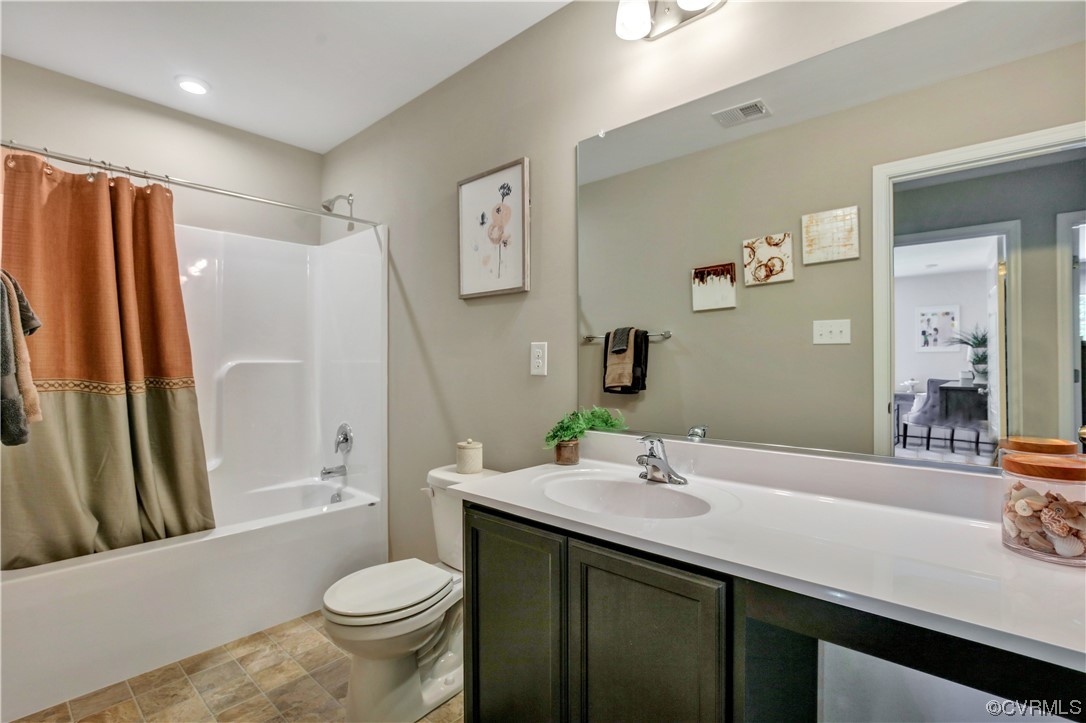 67 Chelsea Circle Aylett, VA 23009 - Photo 28 of 36 a bathroom with a granite countertop sink toilet and shower