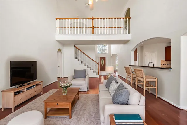 a view interior of a house an entryway and fire place