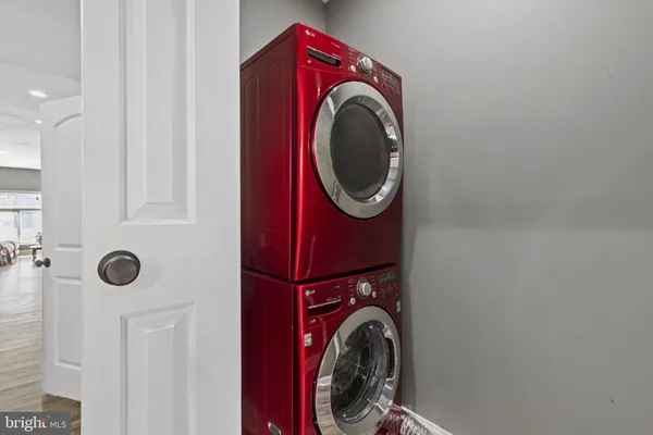 a utility room with dryer and washer