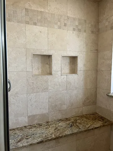 a bathroom with a shower