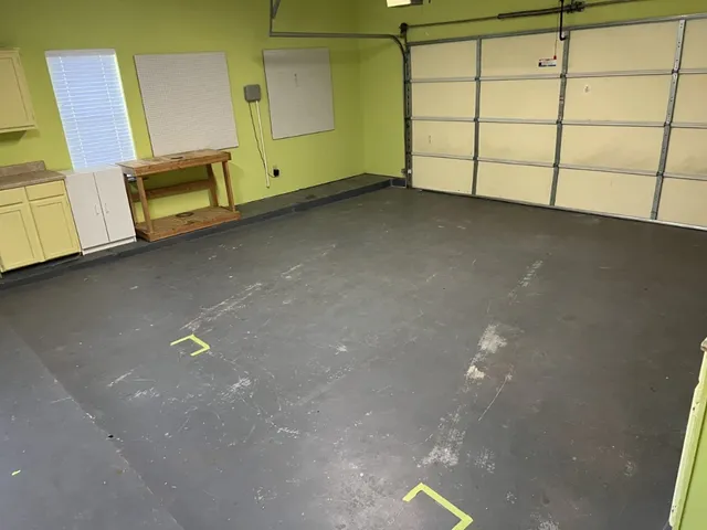 a view of a room with racks on the wall