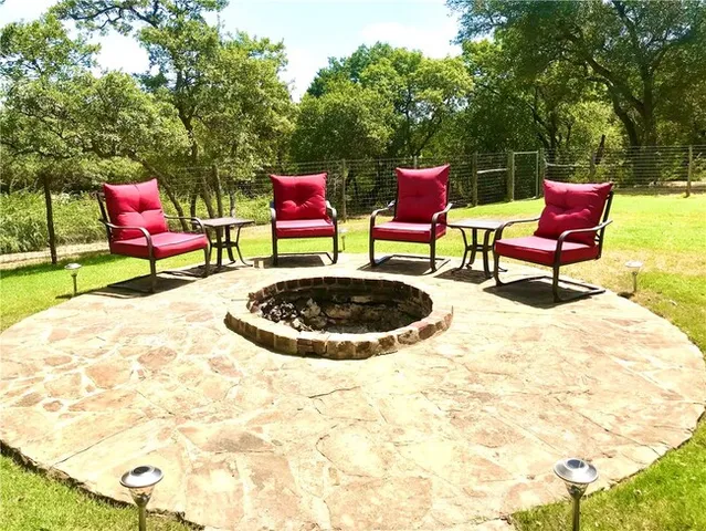 a building outdoor space with patio furniture
