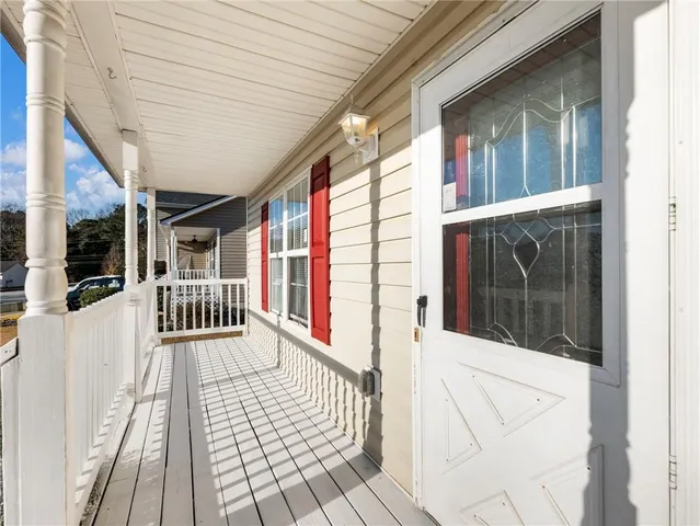 a view of a house with a porch