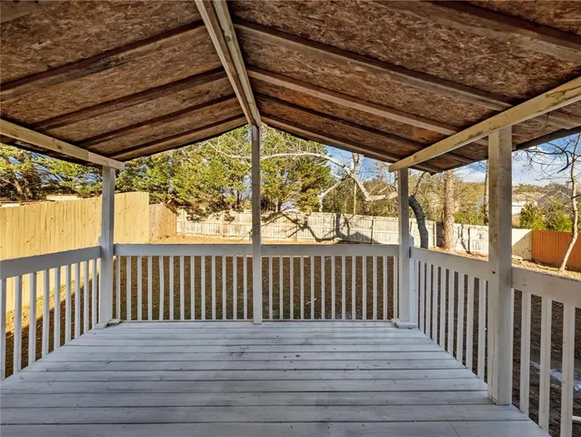 a view of a wooden deck
