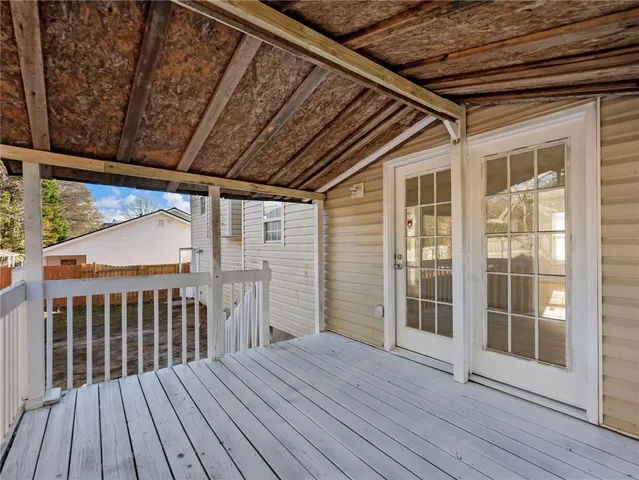 a view of wooden deck