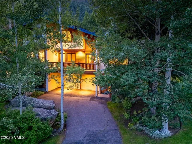 an aerial view of a swimming pool