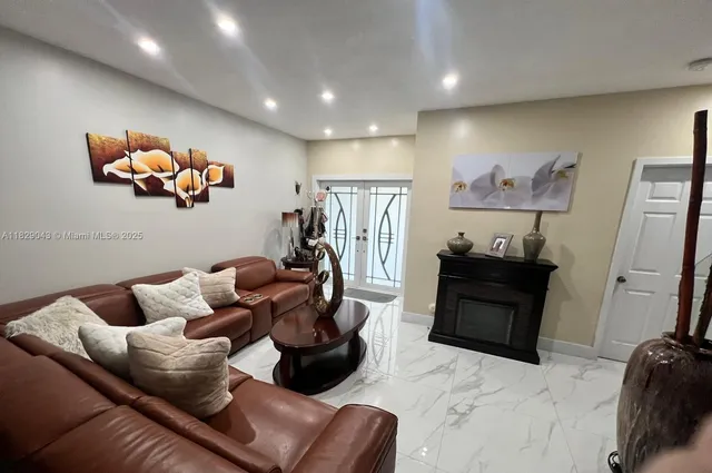 a living room with furniture