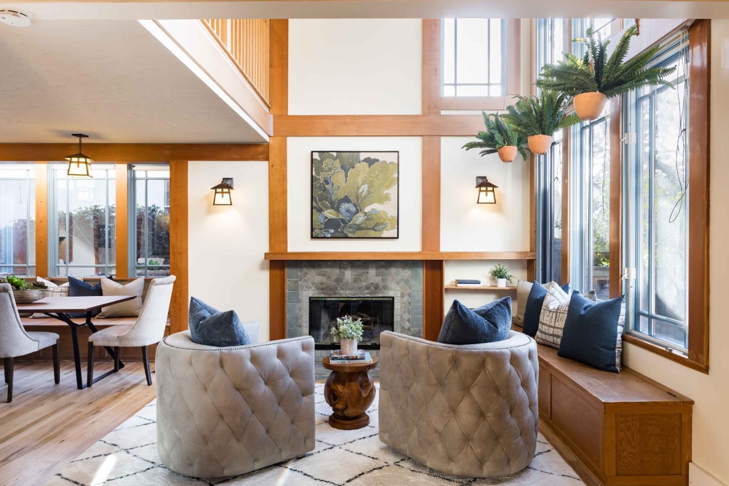 104 Clover Lane Menlo Park, CA 94025 - Photo 4 of 26 a living room with furniture large window and fireplace