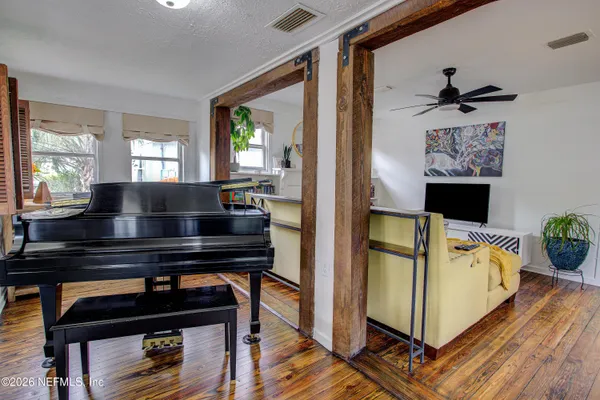 a living room with furniture