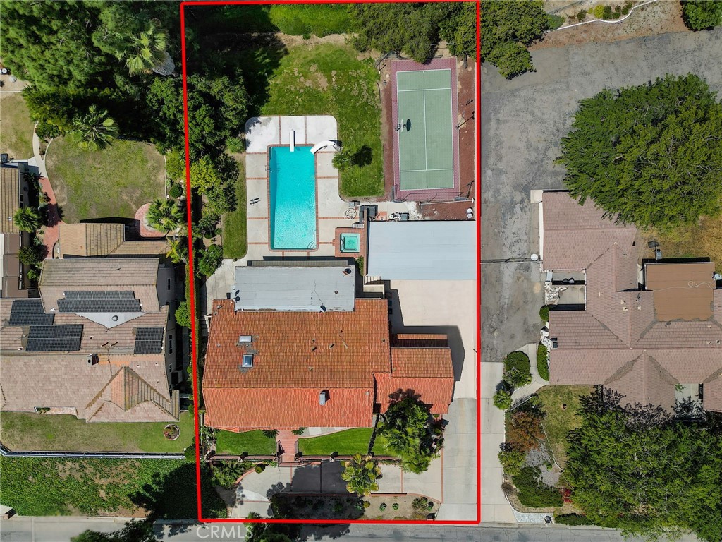 2441 Terraza Place Fullerton, CA 92835 - Photo 58 of 61 an aerial view of a house with a yard and large trees