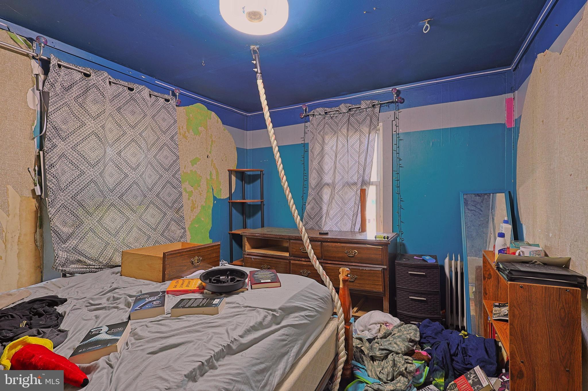 6307 Pious Ridge Road Berkeley Springs, WV 25411 - Photo 8 of 25 Eclectic bedroom with vibrant blue accents.