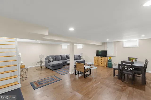 a living room with furniture