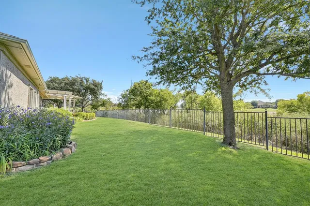 a view of a yard with a tree