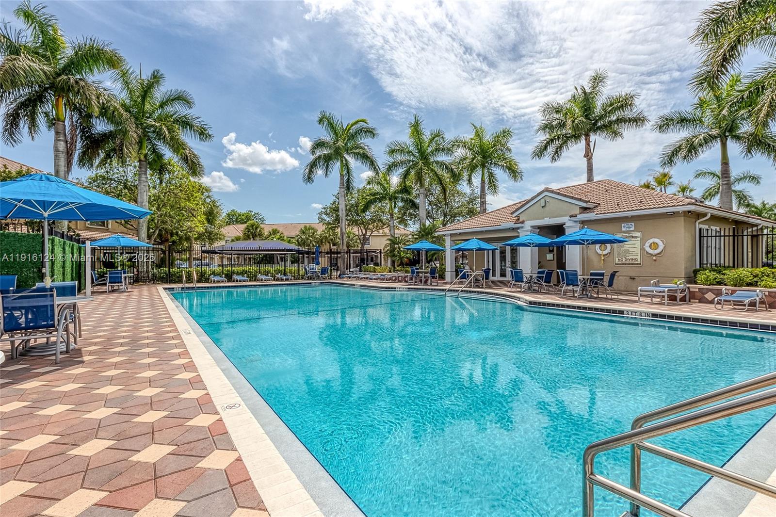 304 Southwest 120th Avenue, Unit 304 Pembroke Pines, FL 33025 - Photo 40 of 46 a view of swimming pool with lawn chairs under an umbrella