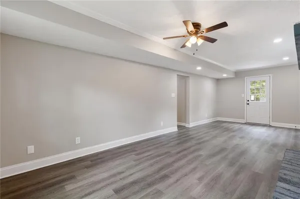 a balcony with wooden floor