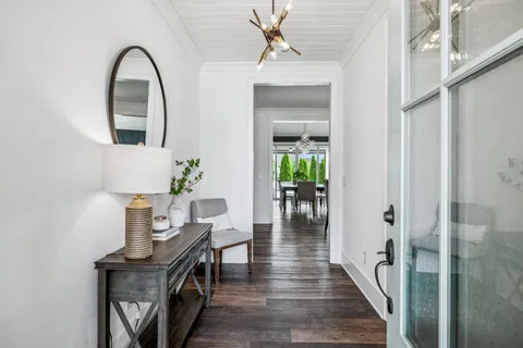 a workspace with furniture and window