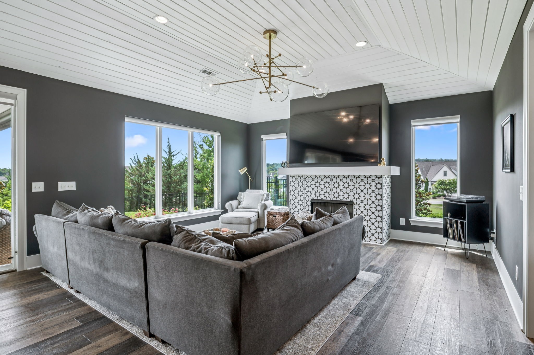 7204 Ludlow Drive College Grove, TN 37046 - Photo 10 of 59 a living room with furniture a flat screen tv and a fireplace