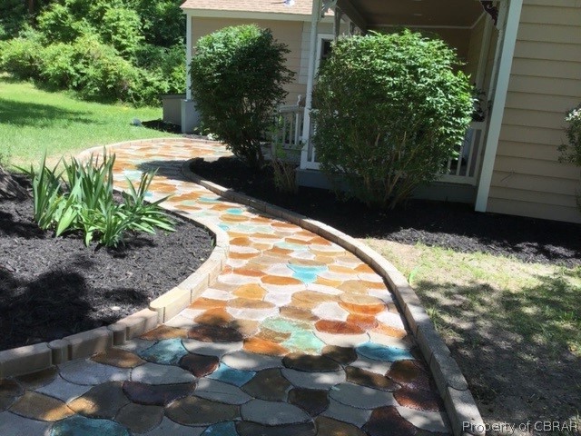 3948 Paradise Point Road Hayes, VA 23072 - Photo 3 of 15 Custom painted stamped concrete sidewalk to home