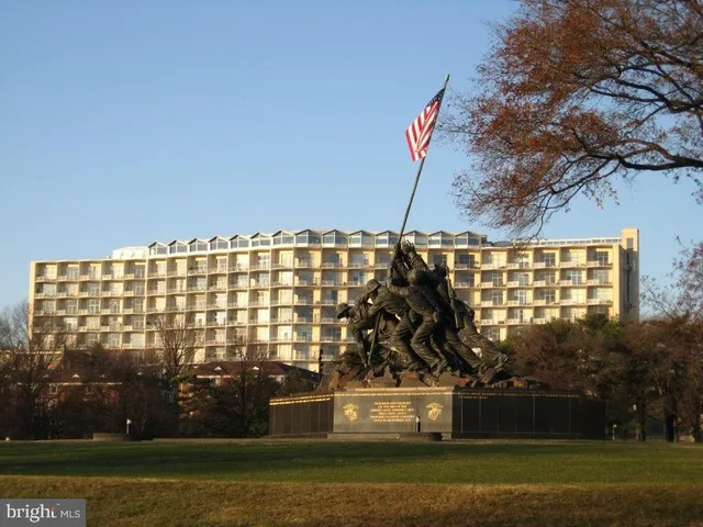 a front view of a building with lake view