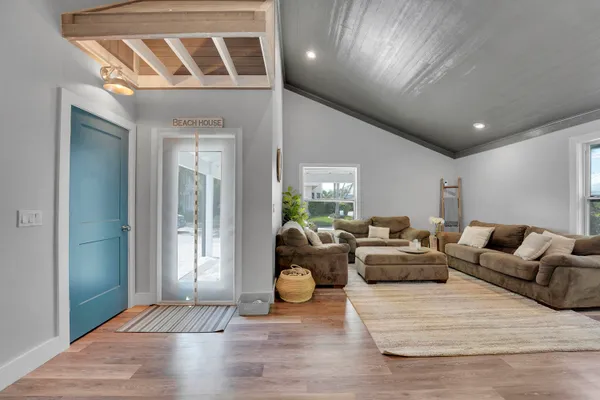 a living room with furniture
