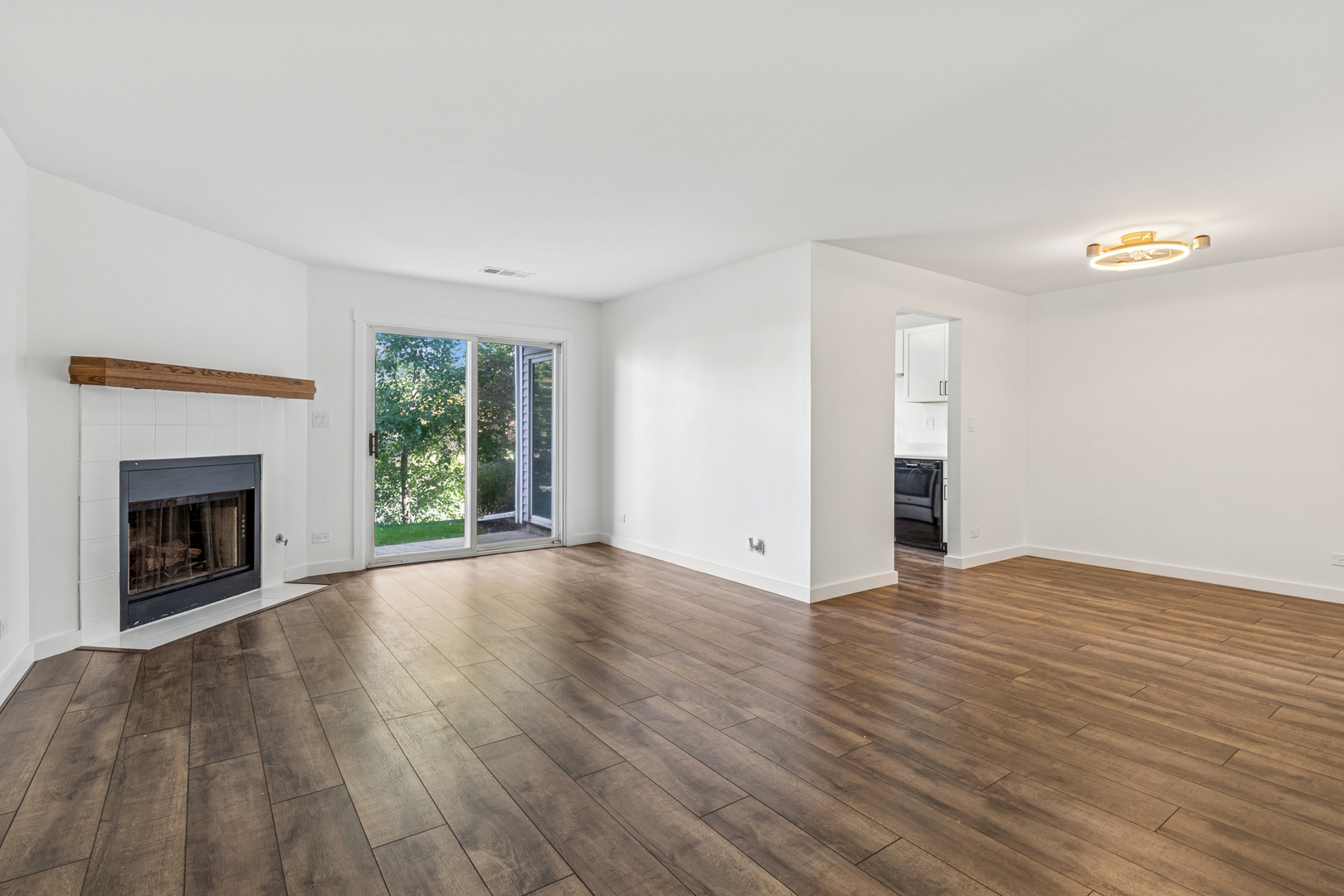 1240 Winfield Court, Unit 3 Roselle, IL 60172 - Photo 2 of 21 a view of empty room with wooden floor and fireplace