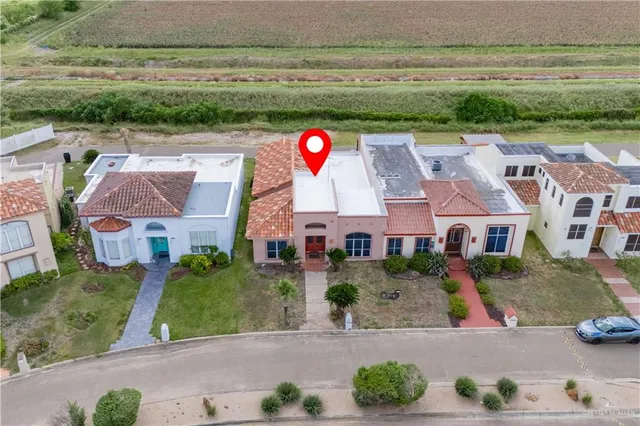 an aerial view of a house