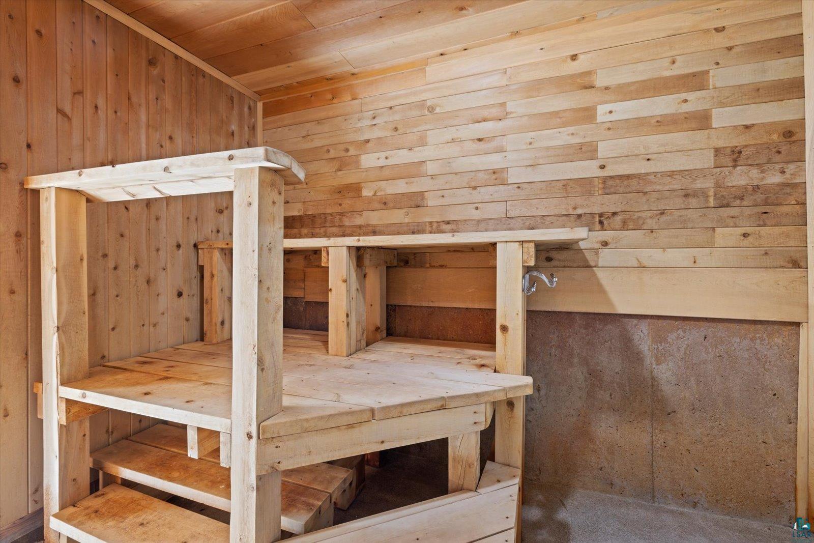3495 Deer Forest Road Makinen, MN 55763 - Photo 30 of 71 Relaxing sauna / steam room with wood walls and wood ceiling