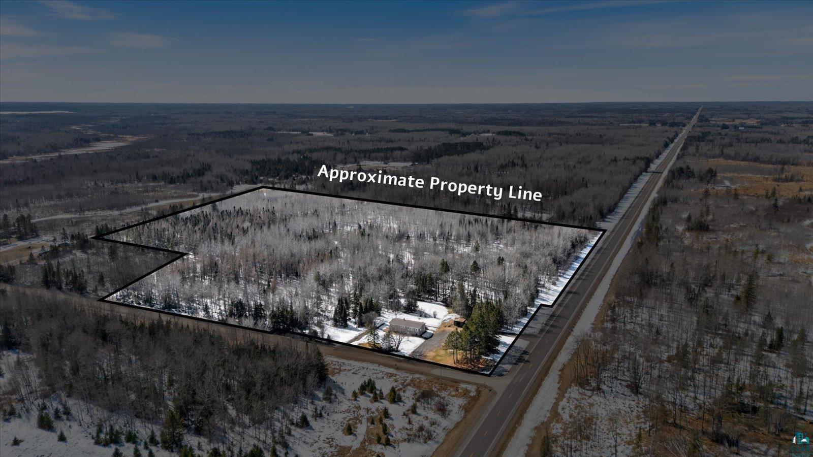 3495 Deer Forest Road Makinen, MN 55763 - Photo 4 of 71 Snowy aerial view featuring property parcel outlined and a view of trees