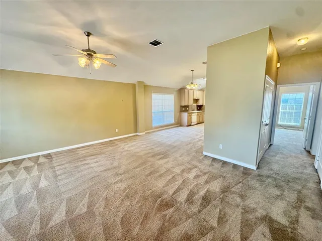 a view of a livingroom with a chandelier