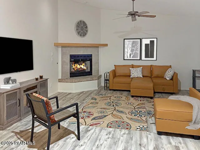 a living room with furniture and a rug