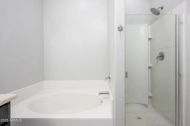 a bathroom with a bathtub