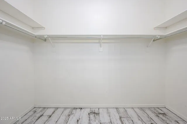 a view of an empty walk in closet
