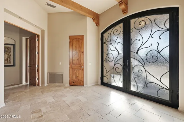 a view of a yard with an umbrella