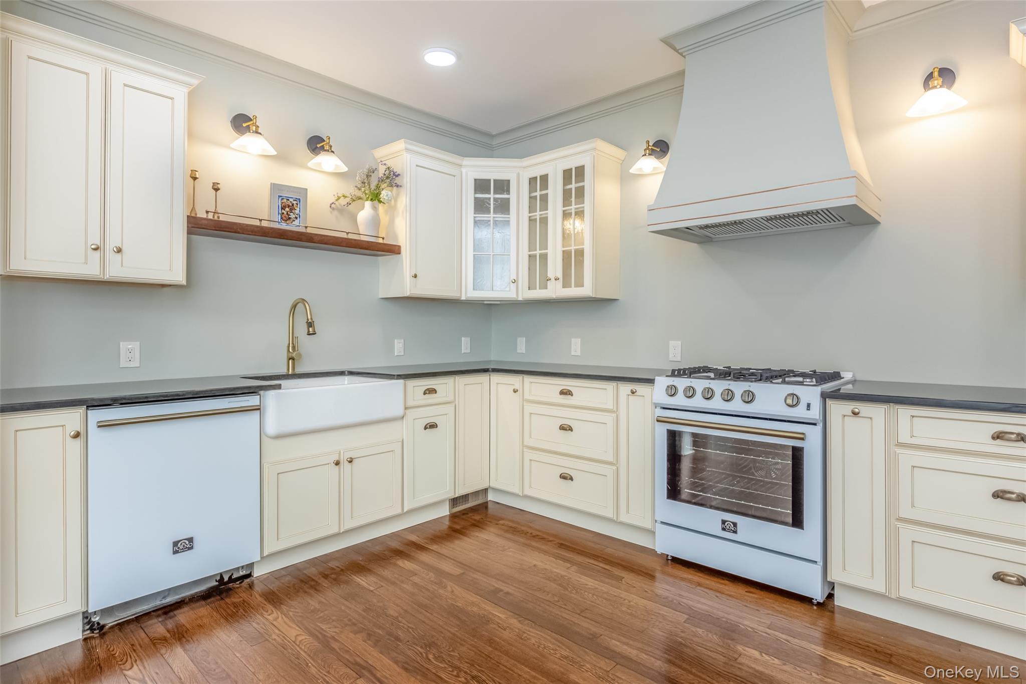405 Vista Maria Road Cragsmoor, NY 12566 - Photo 14 of 35 a kitchen with granite countertop white cabinets and white appliances