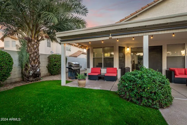 a view of a chairs in front of house