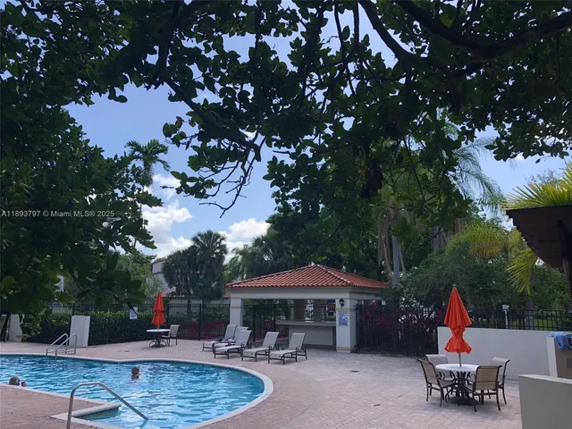 a view of swimming pool with a yard