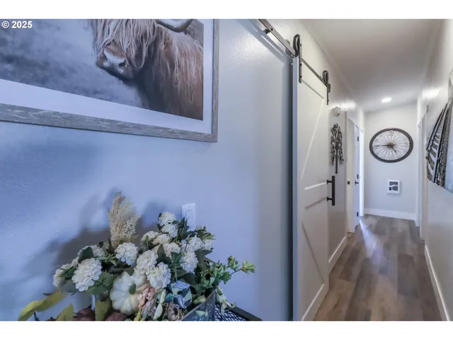 a view of a hallway with entryway