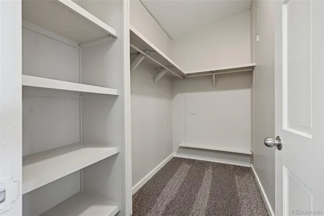 a view of an empty walk in closet