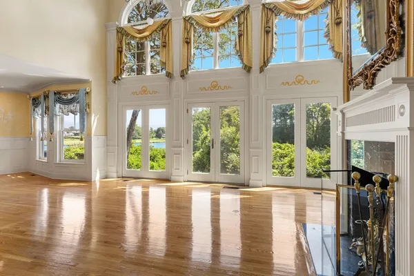 a view of a building stairs and a floor to ceiling windows