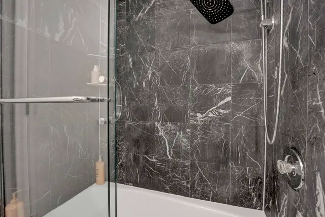 a bathroom with a shower