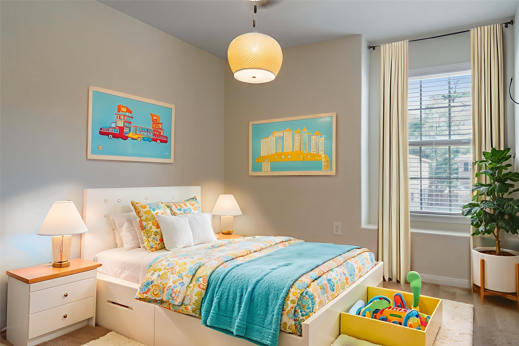 10011 Orchid Spring Lane Houston, TX 77044 - Photo 6 of 42 a bedroom with a bed and a potted plant