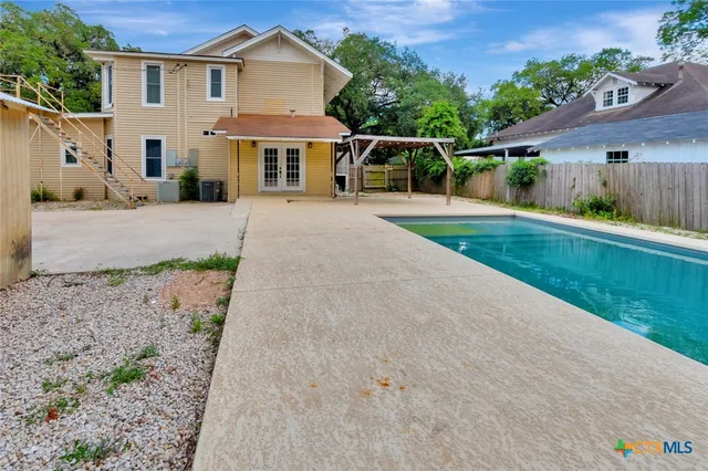 front view of a house with a patio