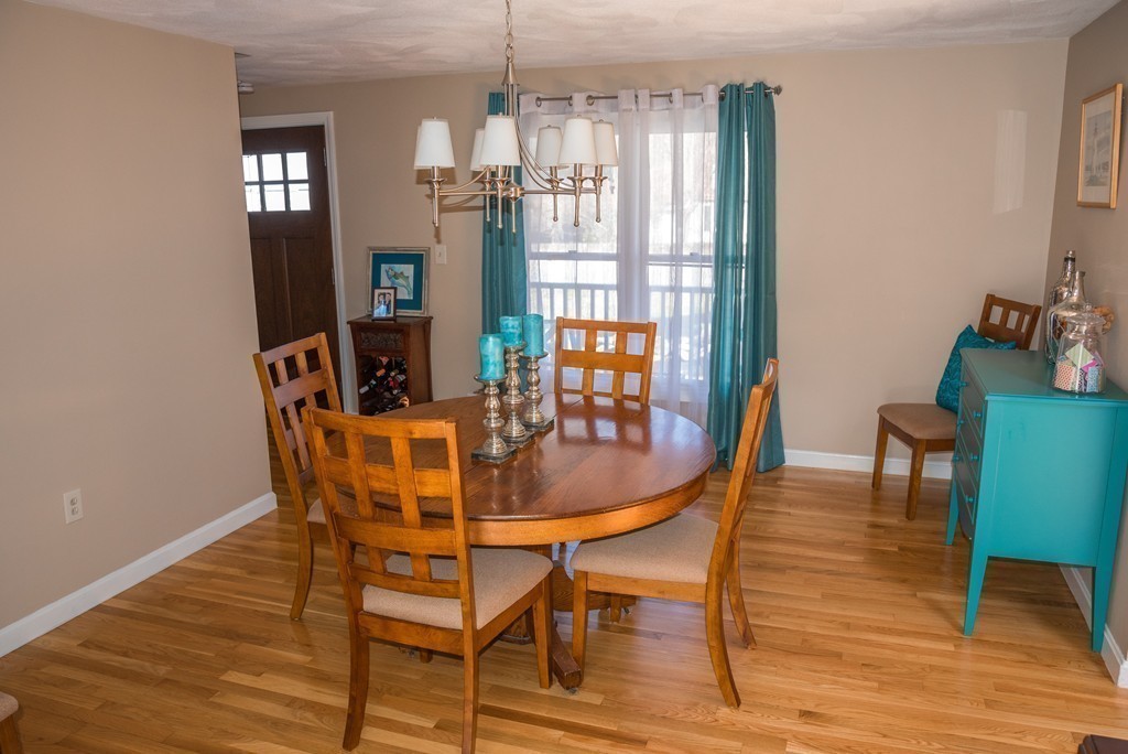 8 Hillcrest Road Canton, MA 02021 - Photo 16 of 29 a dining room with furniture a chandelier and wooden floor