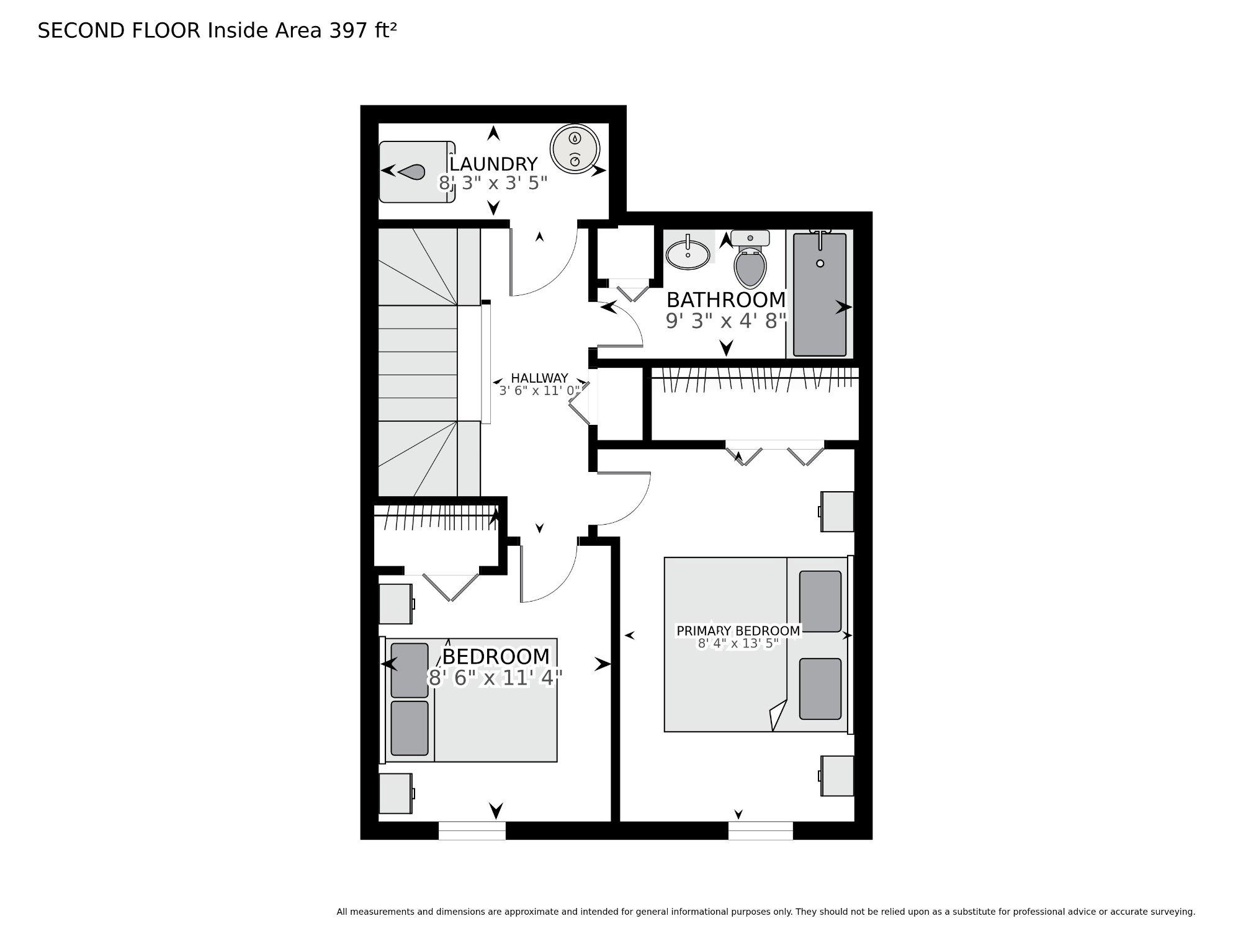 1107 Harvard Street Northwest, Unit R Washington, DC 20009 - Photo 18 of 20 Second Level Floor Plan