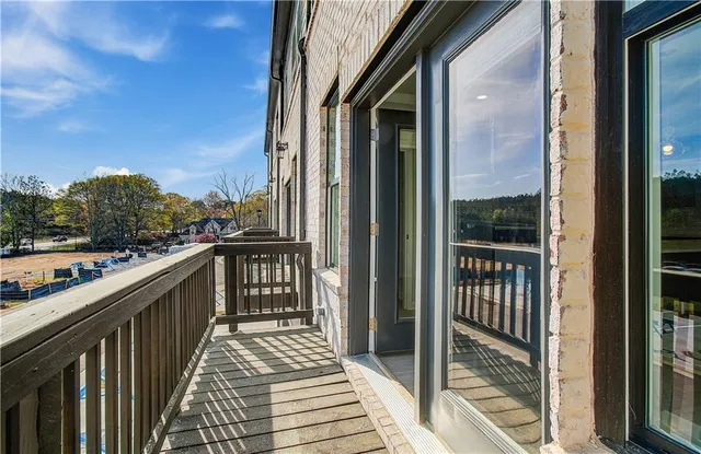 a balcony with view of city