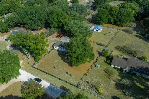 an aerial view of a house